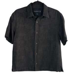 Abercrombie & Fitch Short-Sleeve Cropped Jacquard Button-Up Shirt Size XS